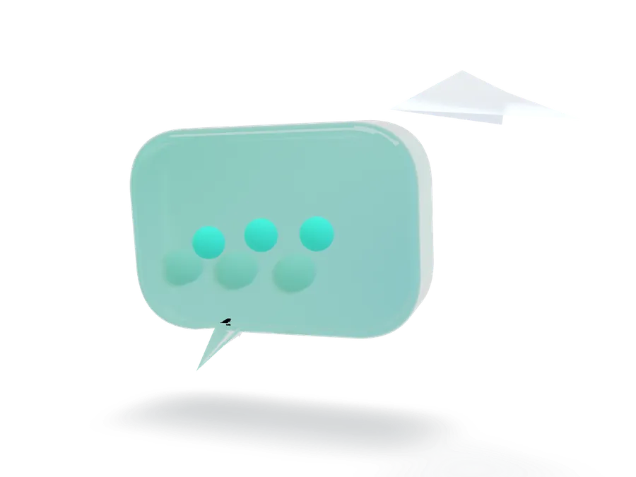 Glass chat bubble and paper plane